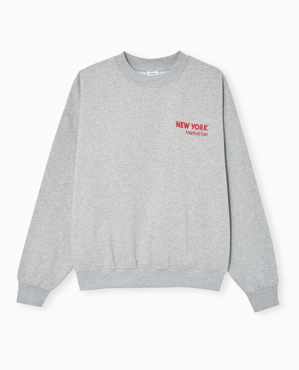 Sweat oversize avec print NEW YORK gris chiné - Pimkie