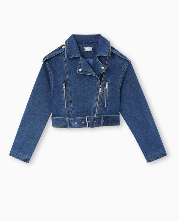 Blouson biker en jean bleu - Pimkie