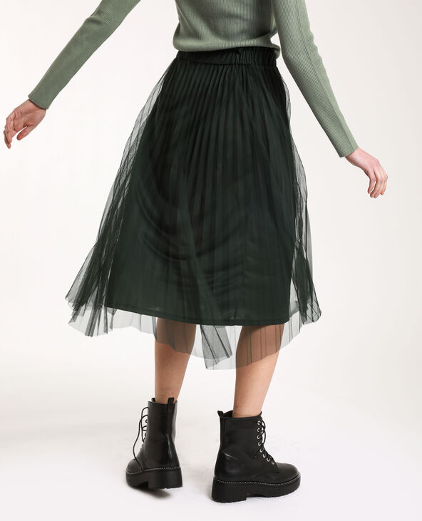 Jupe longue en tulle vert foncé - Pimkie