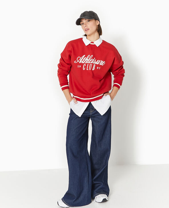 Sweat en molleton avec flocage rouge - Pimkie