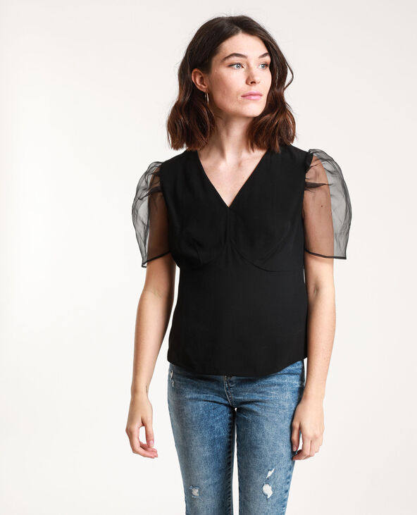 Top à manches bouffantes noir - Pimkie