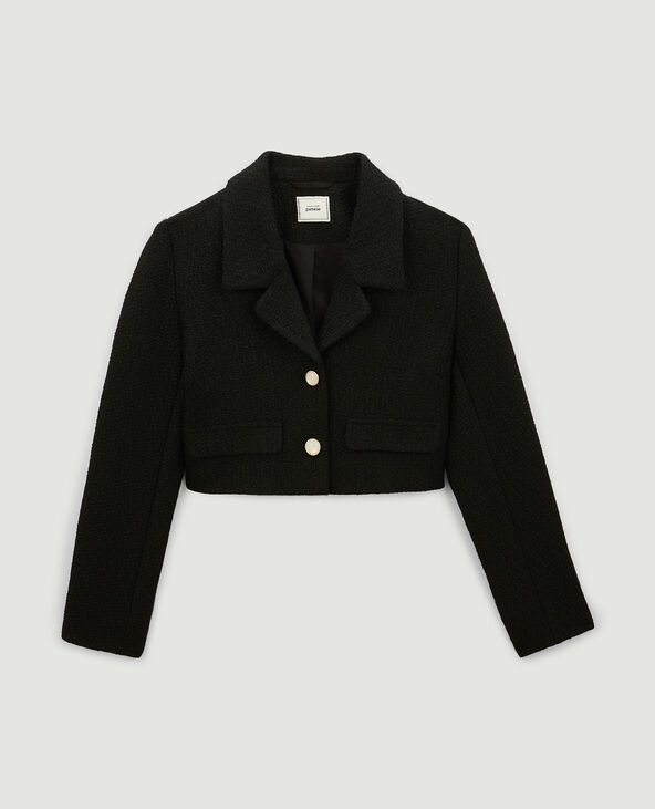 Veste courte effet tweed noir - Pimkie