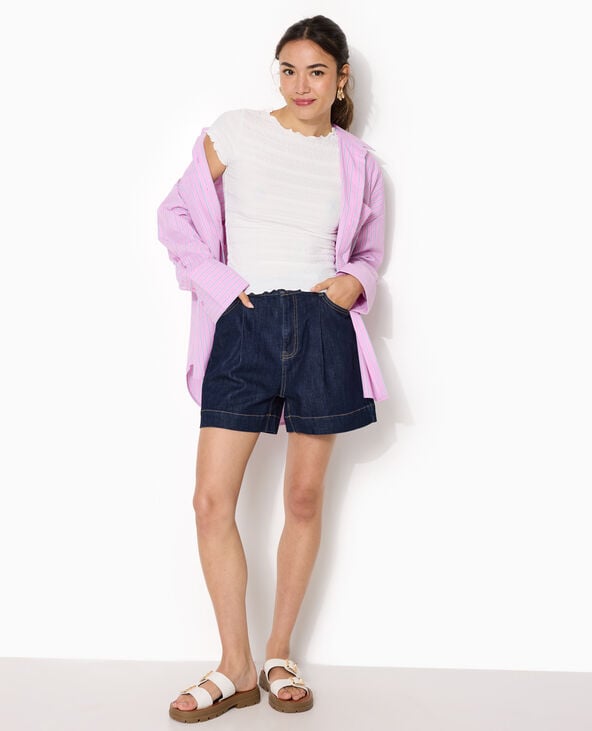 T-shirt manches courtes en maille reliefée blanc - Pimkie