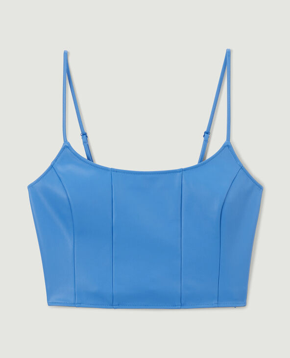 Top court effet bustier en simili bleu électrique - Pimkie