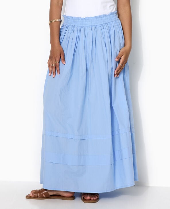 Jupe longue en popeline avec ceinture élastiquée bleu - Pimkie
