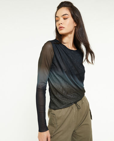 Top en micro-mesh avec fronces bleu - Pimkie