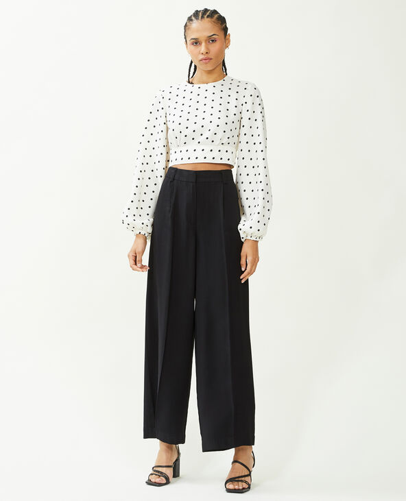 Pantalon large en toile fluide noir - Pimkie