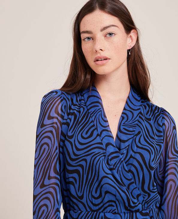 Robe cache-cœur avec volants bleu - Pimkie