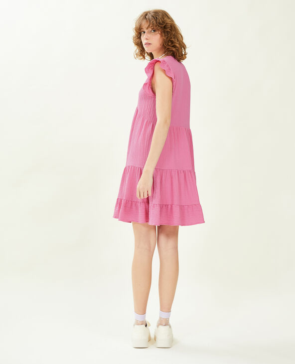 Robe courte tissu gaufré rose - Pimkie