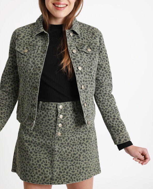 Veste en jean imprimée vert kaki - Pimkie
