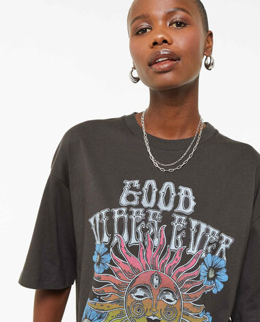 T-shirt oversize avec print gris foncé - Pimkie