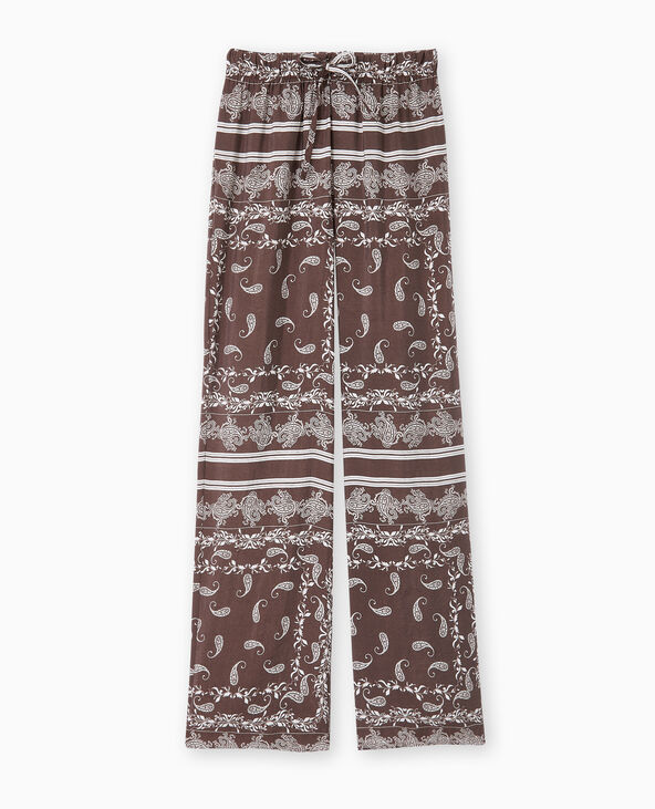 Pantalon taille coulissée motif bandana marron - Pimkie