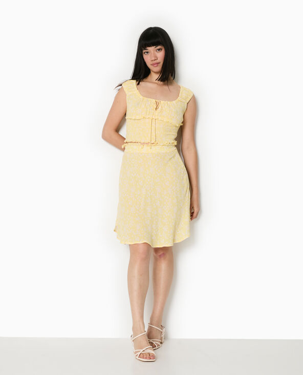 Top court forme empire avec petites fleurs Jaune pâle - Pimkie