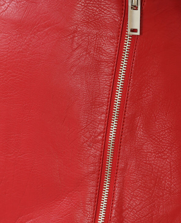 Mini jupe en simili cuir rouge - Pimkie