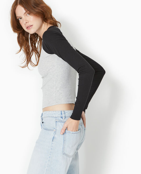 T-shirt manches longues raglan noir - Pimkie