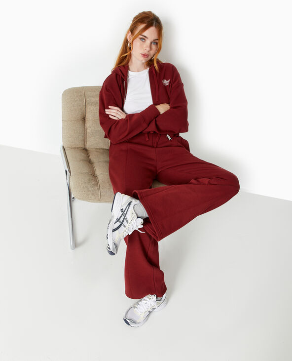 Pantalon de jogging droit avec broderie bordeaux - Pimkie
