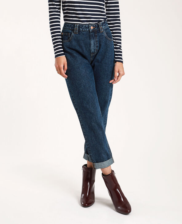 Jean mom bleu marine top