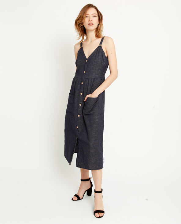Robe longue boutonnée bleu - Pimkie