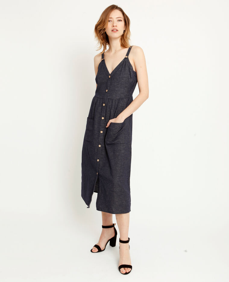 Robe longue boutonnée bleu - Pimkie