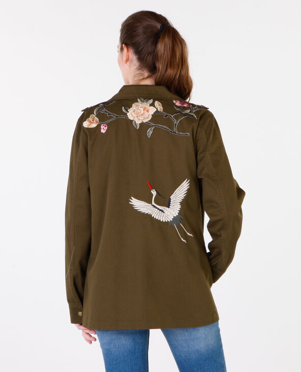 Veste militaire sale femme kaki brodée