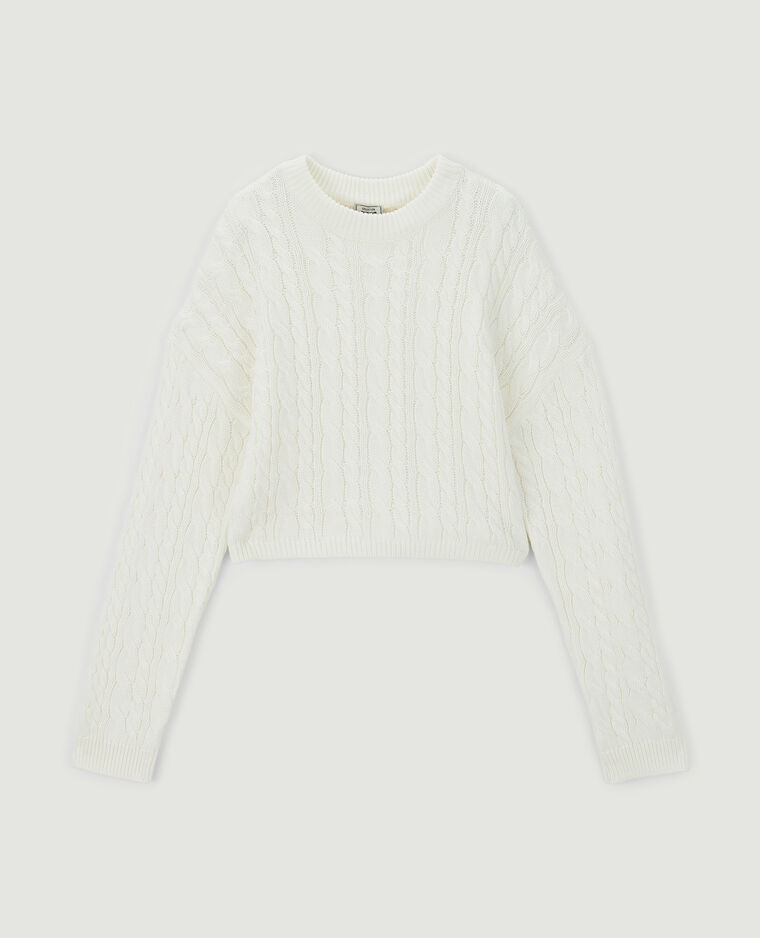 Pull court en maille torsadée blanc - Pimkie