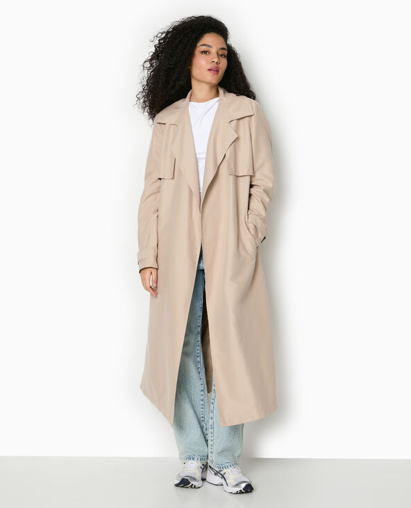 Trench long et fluide avec ceinture écru - Pimkie