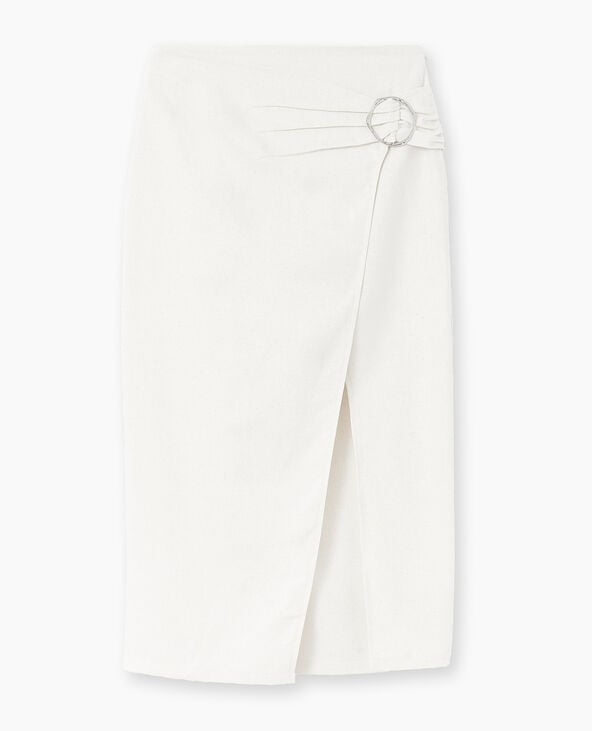 Jupe longue façon portefeuille avec boucle blanc - Pimkie