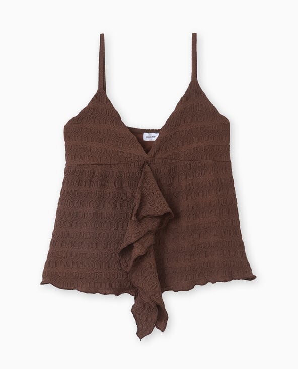 Débardeur en maille reliefée avec volants marron - Pimkie