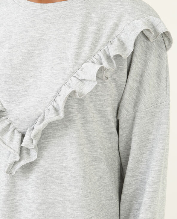 Robe sweat à volants gris chiné - Pimkie