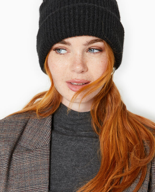 Bonnet avec revers noir - Pimkie