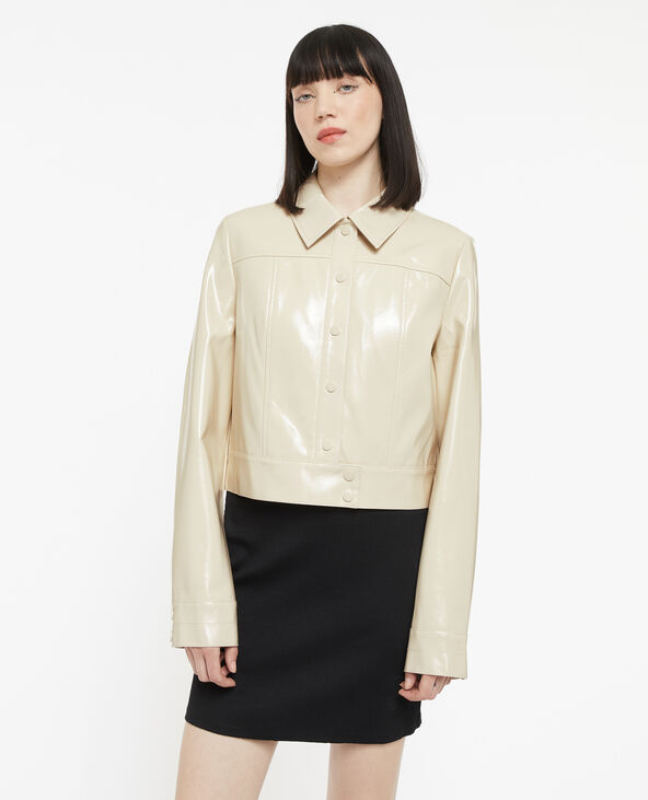 Veste courte et droite en vinyle beige - Pimkie