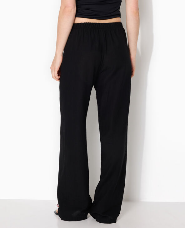 Pantalon droit et large avec ceinture coulissée noir - Pimkie