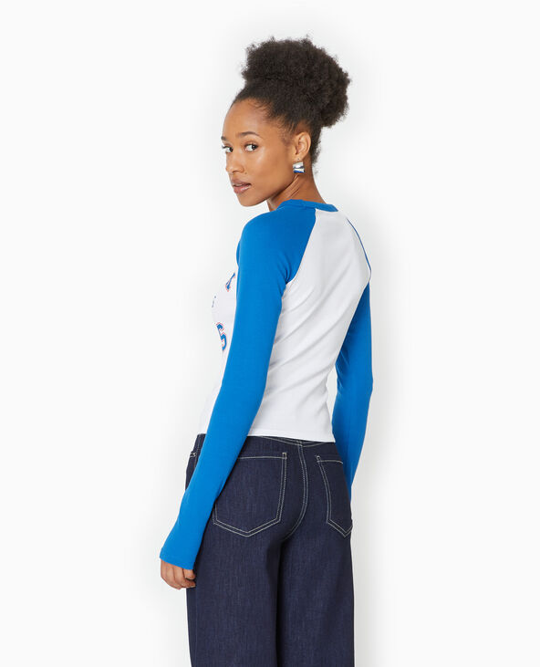T-shirt manches longues raglans avec print devant blanc - Pimkie