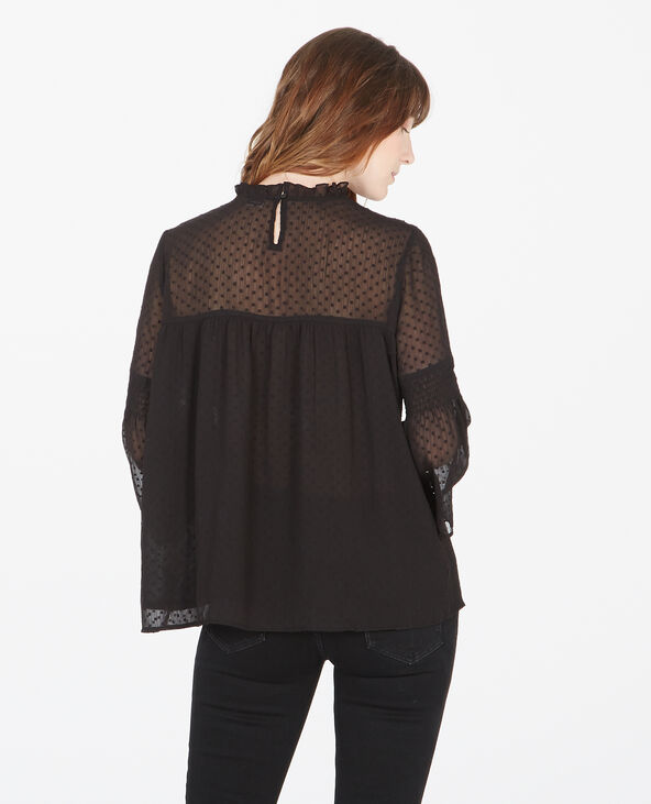 Blouse en plumetis brodée noir - Pimkie