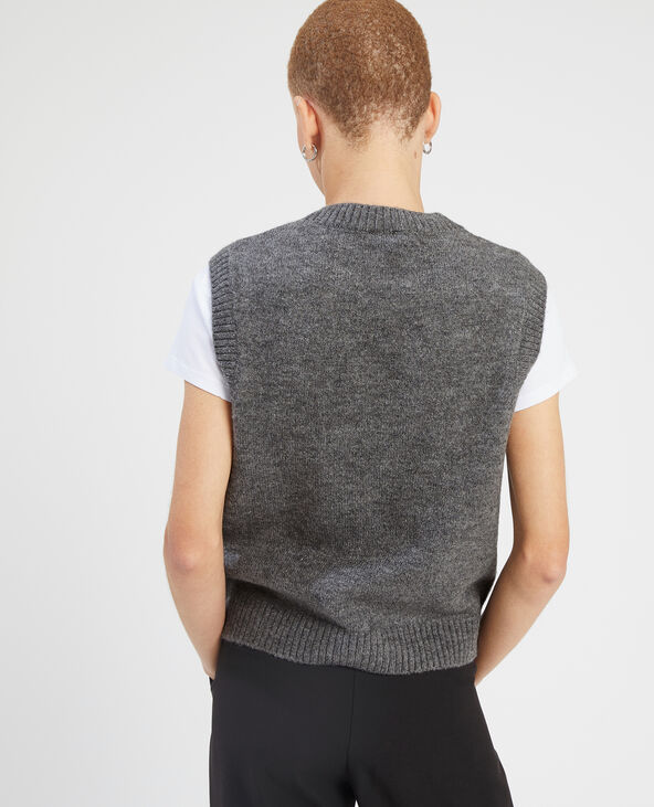 Pull sans manche sequins gris chiné - Pimkie