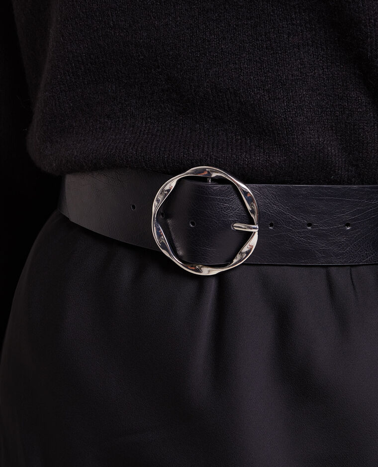 Ceinture large boucle ronde noir - Pimkie