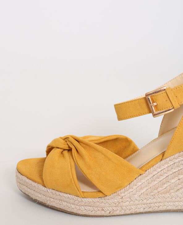 Sandales compensées en paille orange - Pimkie