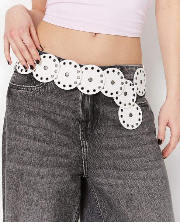 Ceinture avec ronds, œillets et clous blanc - Pimkie