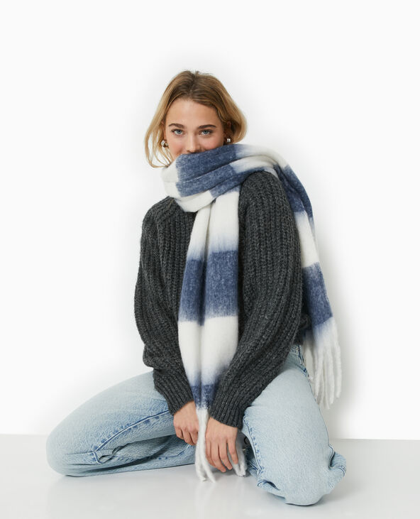 Grande écharpe en maille ultra douce bleu marine - Pimkie