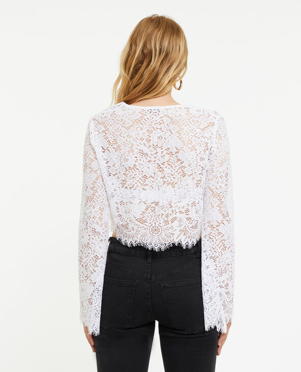 Blouse courte en dentelle blanc - Pimkie