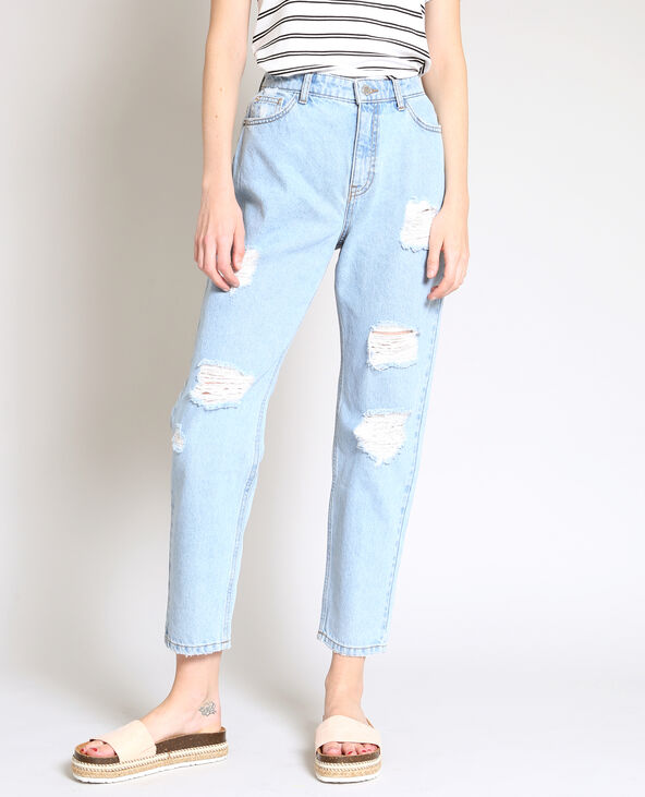 Jean mom destroy bleu foncé - Pimkie