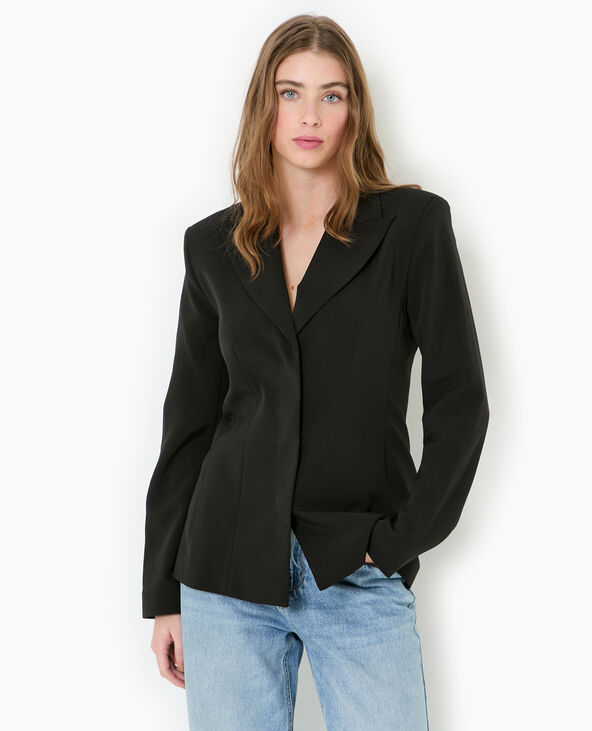 Veste blazer cintrée avec boutons pressions noir - Pimkie