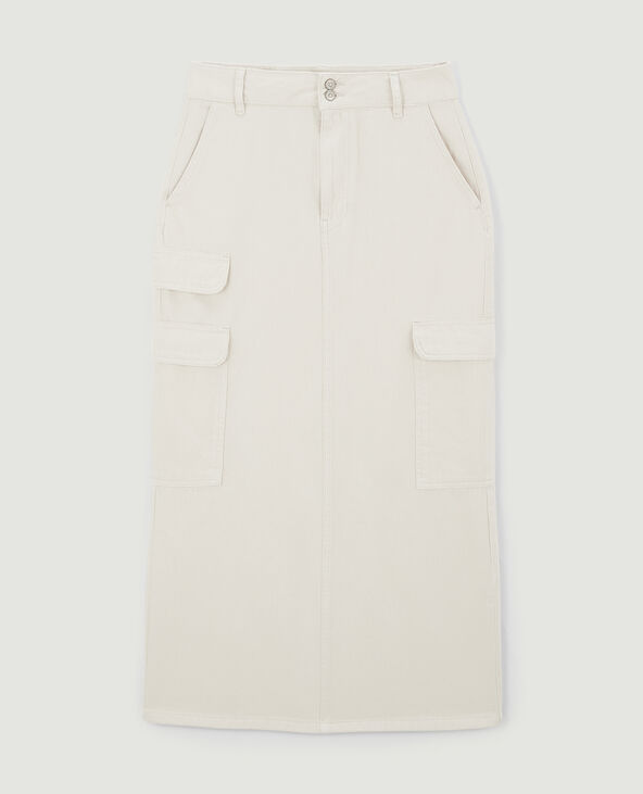 Jupe longue cargo en toile beige - Pimkie