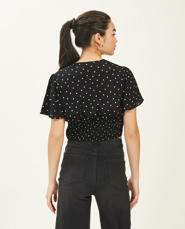 Blouse courte manches papillon noir - Pimkie