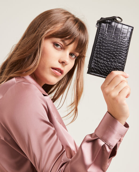 Porte-monnaie effet croco noir - Pimkie