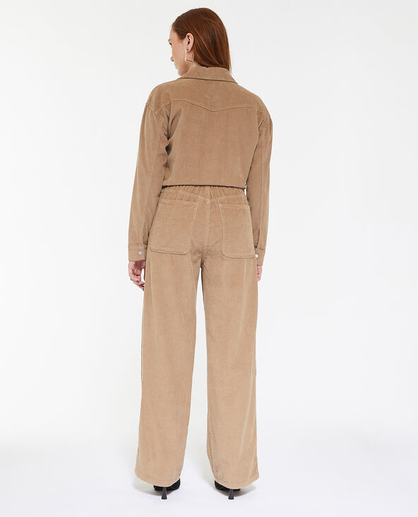 Combinaison pantalon en velours taupe - Pimkie