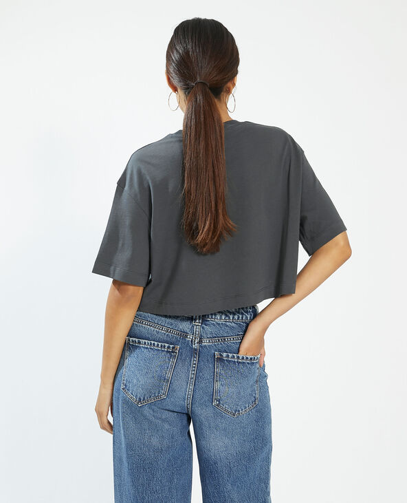 T-shirt cropped gris foncé - Pimkie