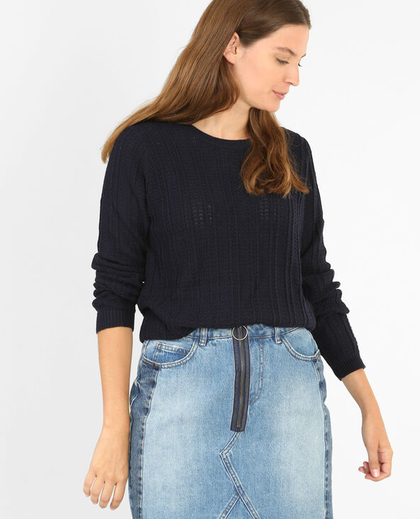 Pull ajouré bleu marine - Pimkie