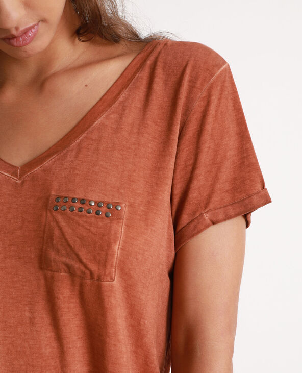 T-shirt clouté marron - Pimkie