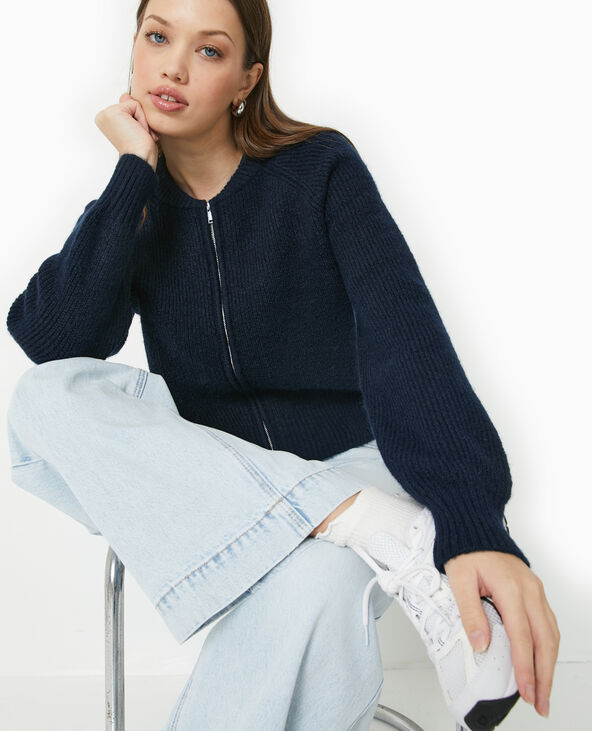 Gilet zippé en maille bleu marine - Pimkie